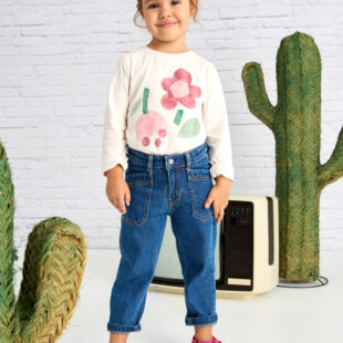 Długie spodnie mom fit