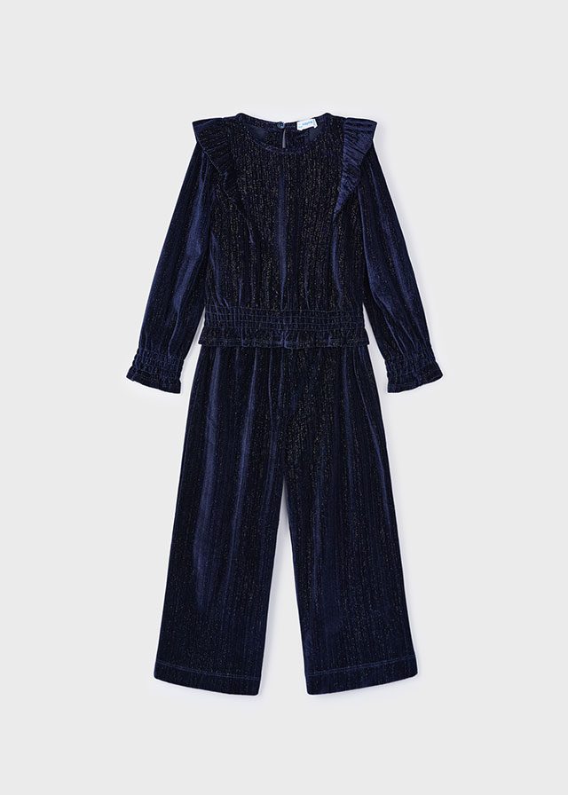 Komplet ze spodniami aksamit