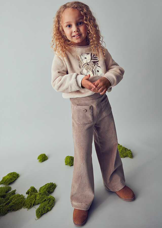 Dzianinowe spodnie sztruks - obrazek 2